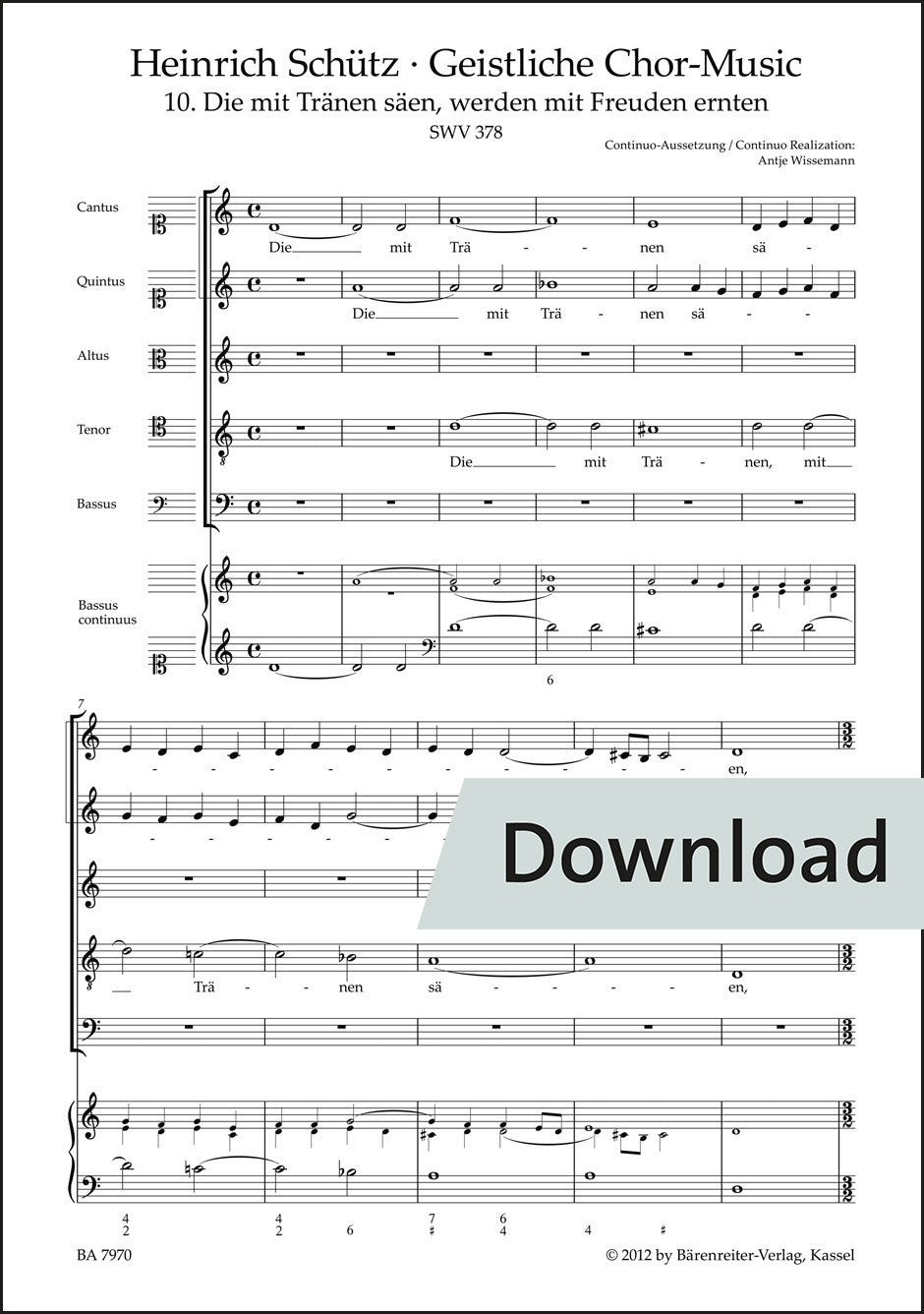 合唱／シュッツ：涙をもって種を蒔く者は SWV 378（10冊セット）【デジタル版】