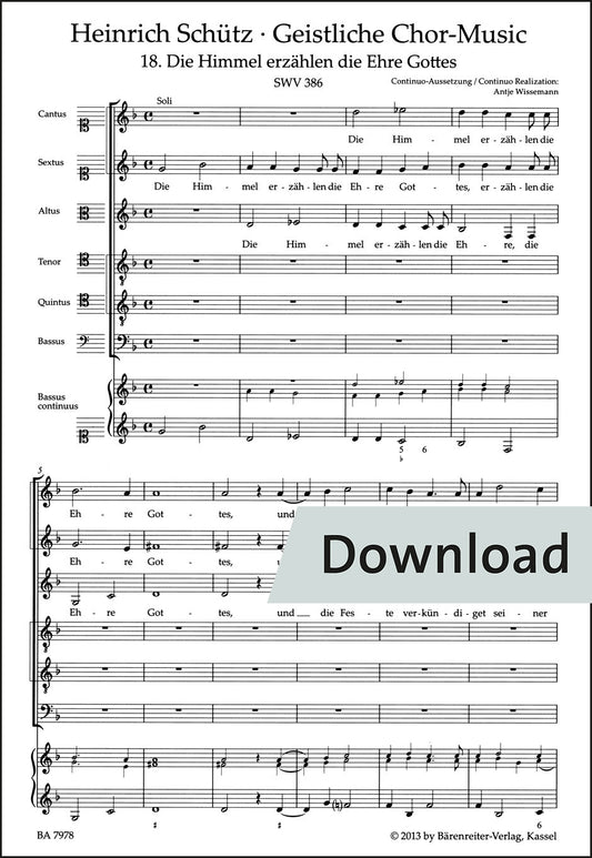 合唱／シュッツ：天は神の栄光を語る SWV 386（10冊セット）【デジタル版】