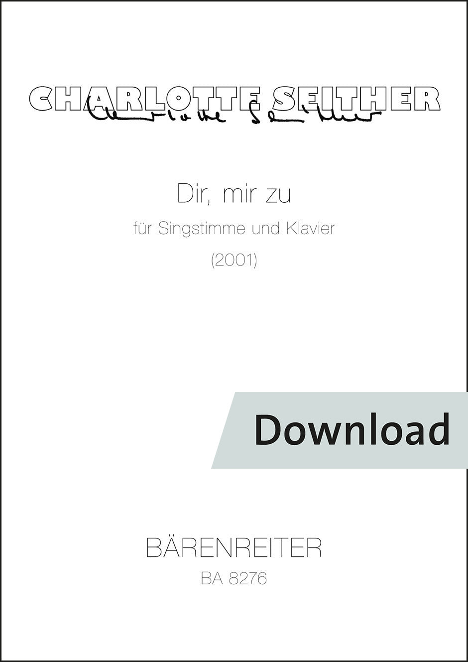 声楽／ザイター：声とピアノのための「Dir, mir zu」【デジタル版】