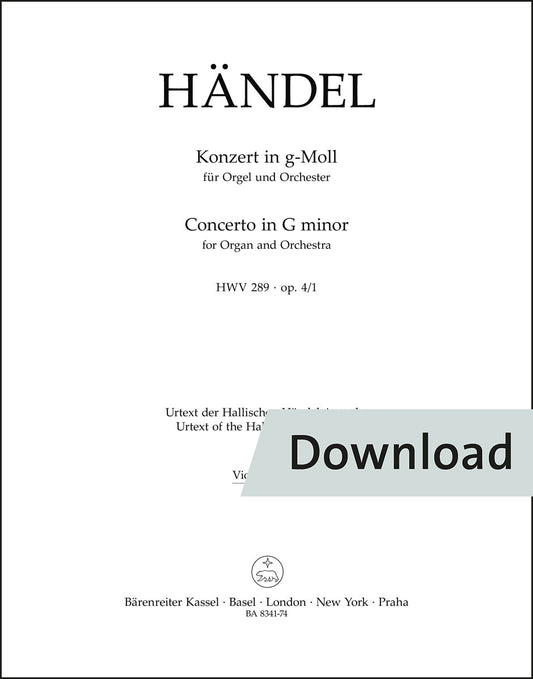 ヘンデル：オルガン協奏曲 ト短調 op.4-1 HWV289(原典版) – 第1ヴァイオリン(第3ヴァイオリン) パート譜【デジタル版】