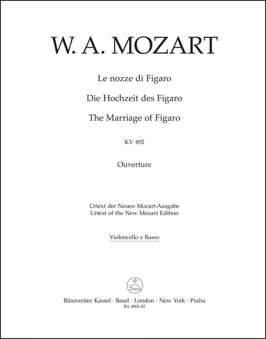 モーツァルト：歌劇「フィガロの結婚」K. 492 序曲（チェロパート譜）（4冊セット）