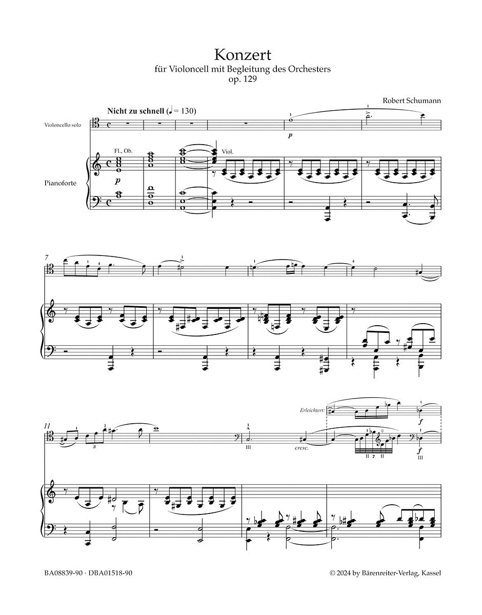 シューマン：チェロとオーケストラのための協奏曲 イ短調 Op.129