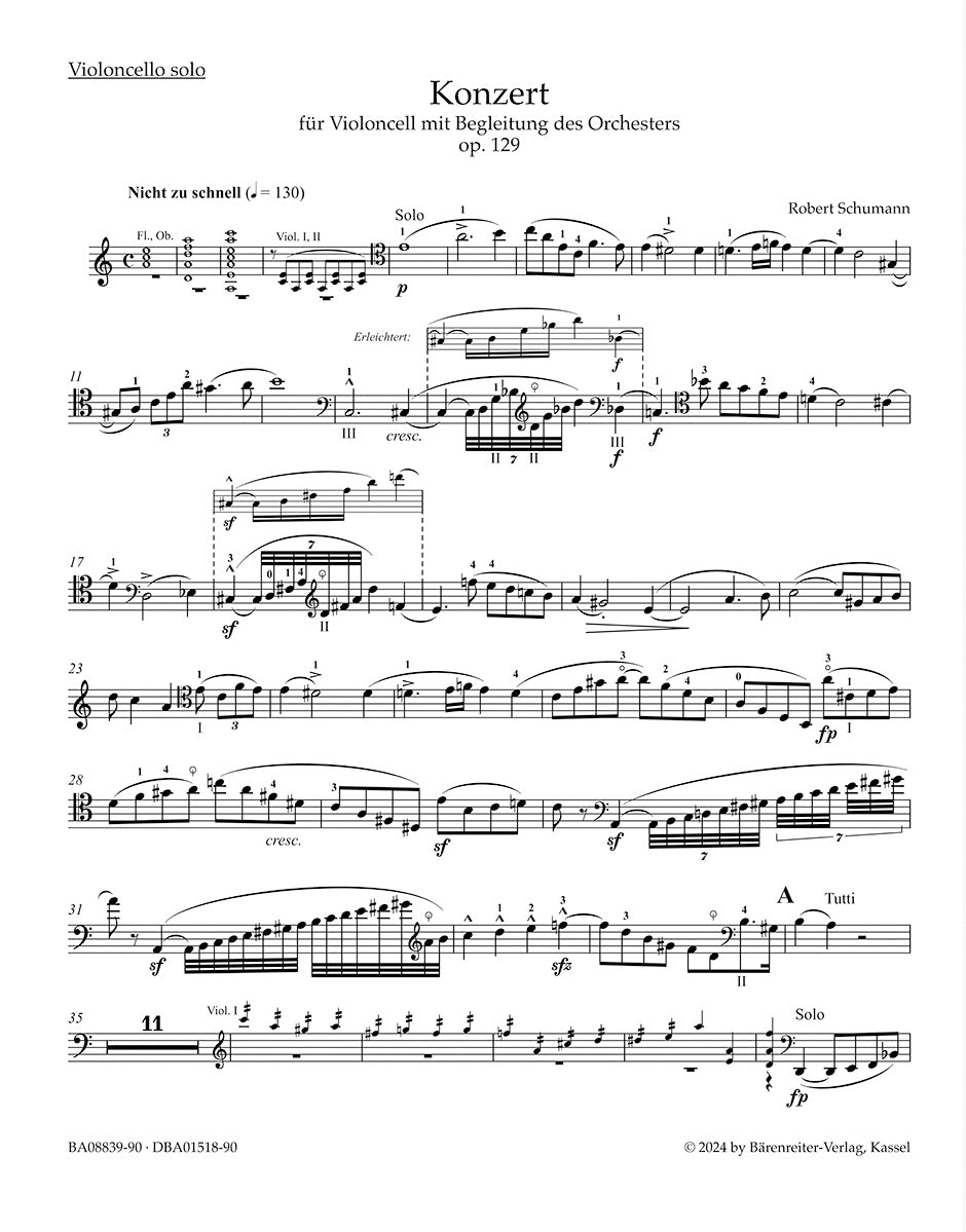シューマン：チェロとオーケストラのための協奏曲 イ短調 Op.129