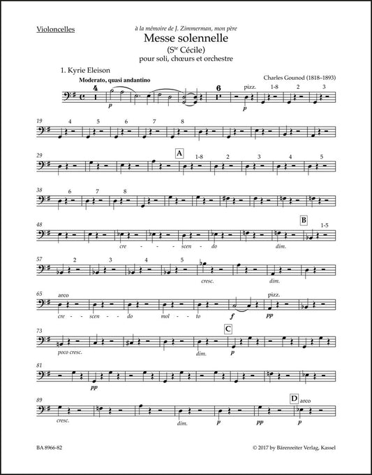 グノー：荘厳ミサ曲（聖セシリア）（チェロパート譜）（2冊セット）