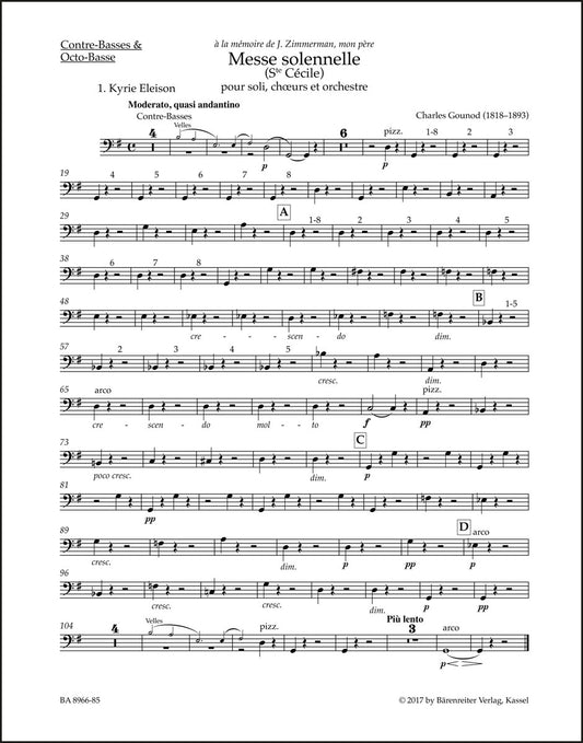 グノー：荘厳ミサ曲（聖セシリア）（コントラバスパート譜）（2冊セット）