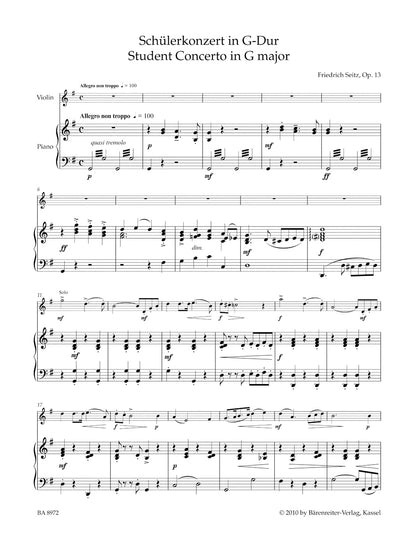 ヴァイオリン／ザイツ：学生協奏曲 ト長調 作品13