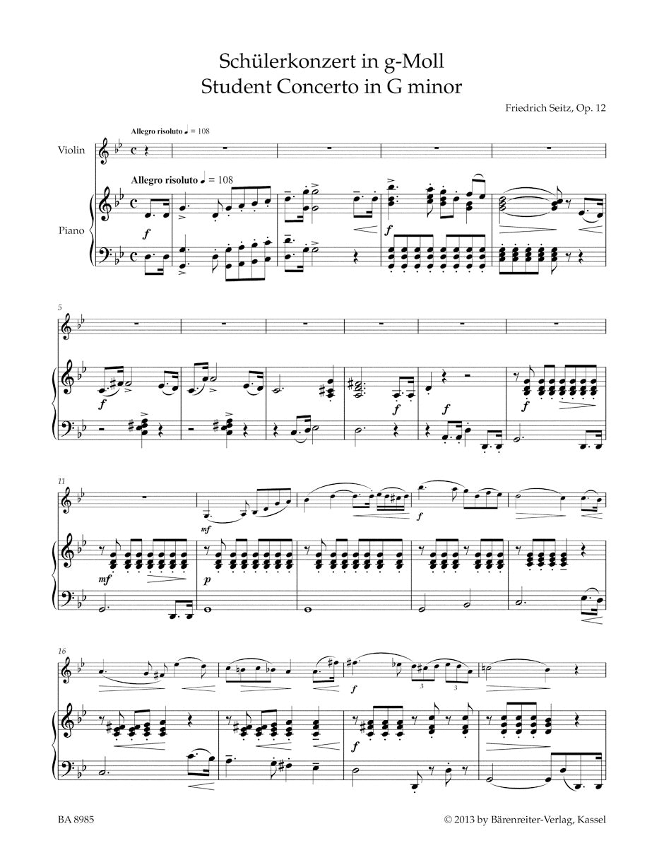 ヴァイオリン／ザイツ：ヴァイオリン協奏曲 ト短調 作品12