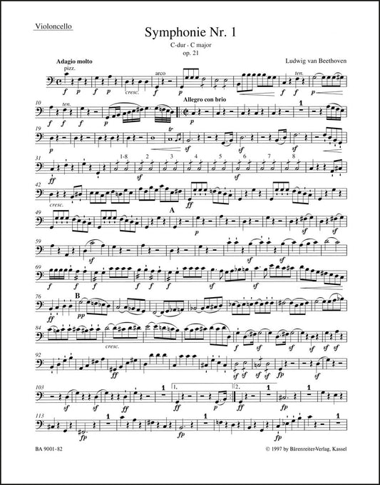ベートーヴェン：交響曲第1番 ハ長調 作品21（チェロパート譜）（チェロパート譜）（2冊セット）