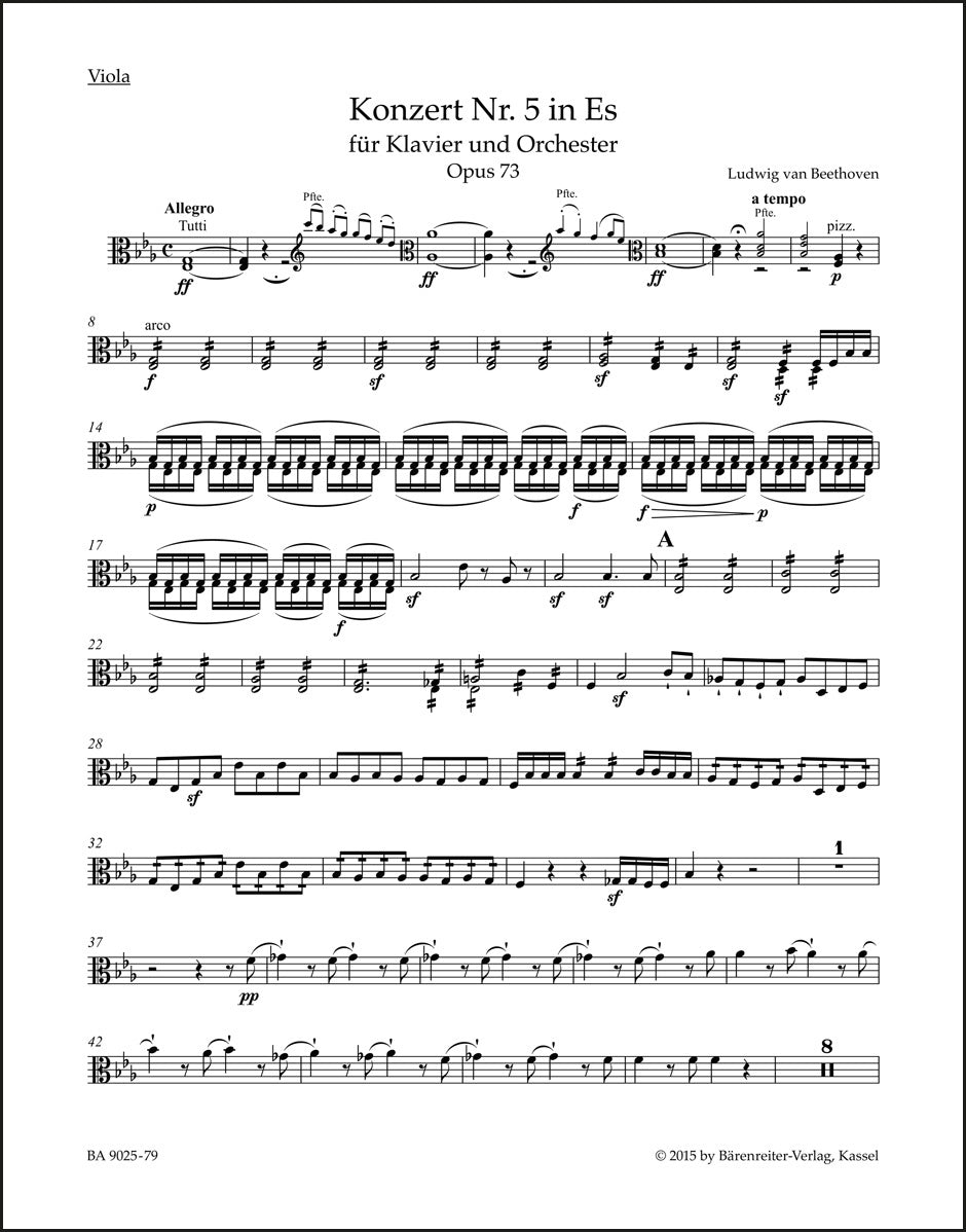 ベートーヴェン：ピアノ協奏曲第5番 変ホ長調 作品73（ヴィオラパート譜）（3冊セット）