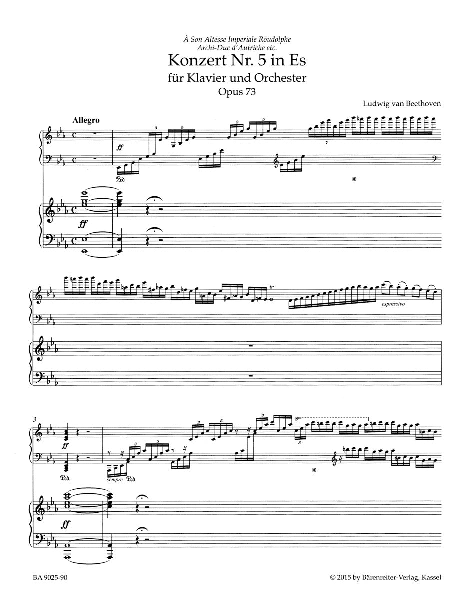 連弾／2台ピアノ／ベートーヴェン：ピアノ協奏曲 第5番 変ホ長調 op. 73 「皇帝」