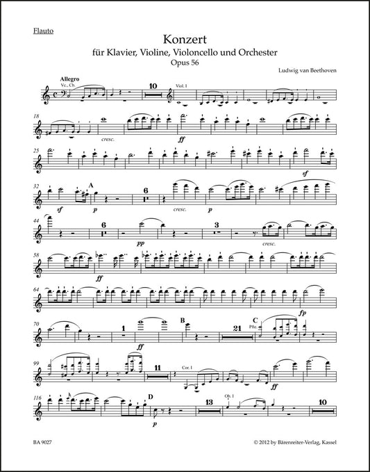 ベートーヴェン：ピアノ、ヴァイオリン、チェロと管弦楽のための協奏曲 ハ長調 作品56「三重協奏曲」