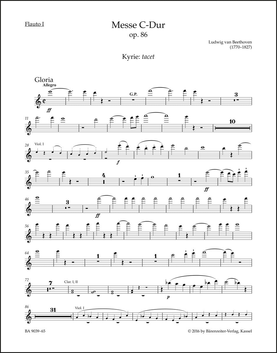 ベートーヴェン：ミサ曲 ハ長調 作品86