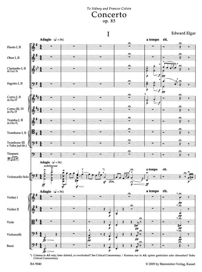 チェロ／エルガー：チェロと管弦楽のための協奏曲 ホ短調 op. 85
