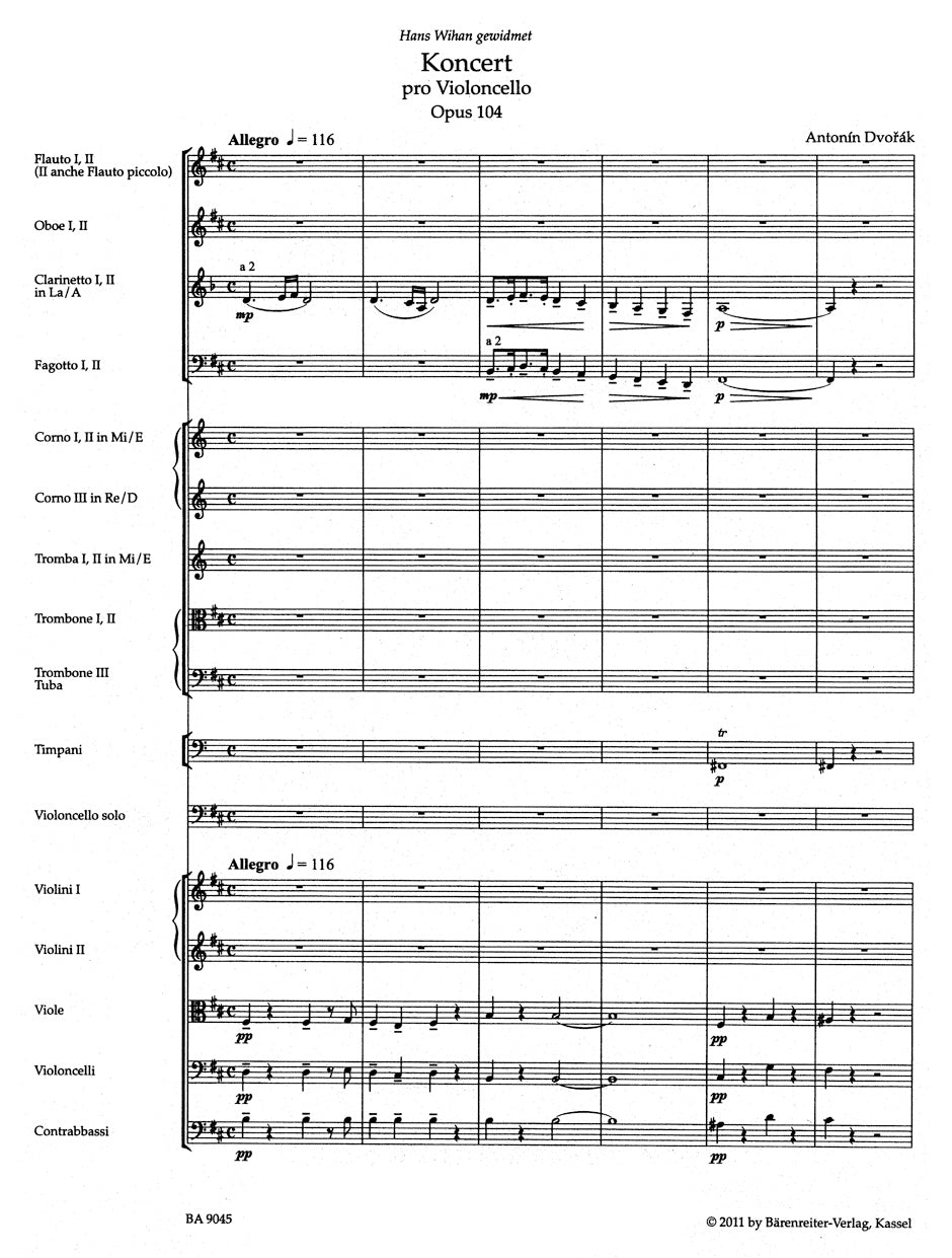 チェロ／ドヴォルザーク：チェロと管弦楽のための協奏曲 ロ短調 作品104
