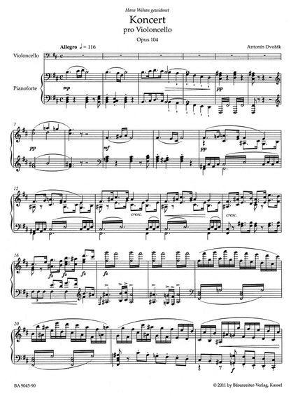 ドヴォルザーク：チェロと管弦楽のための協奏曲 ロ短調 作品104