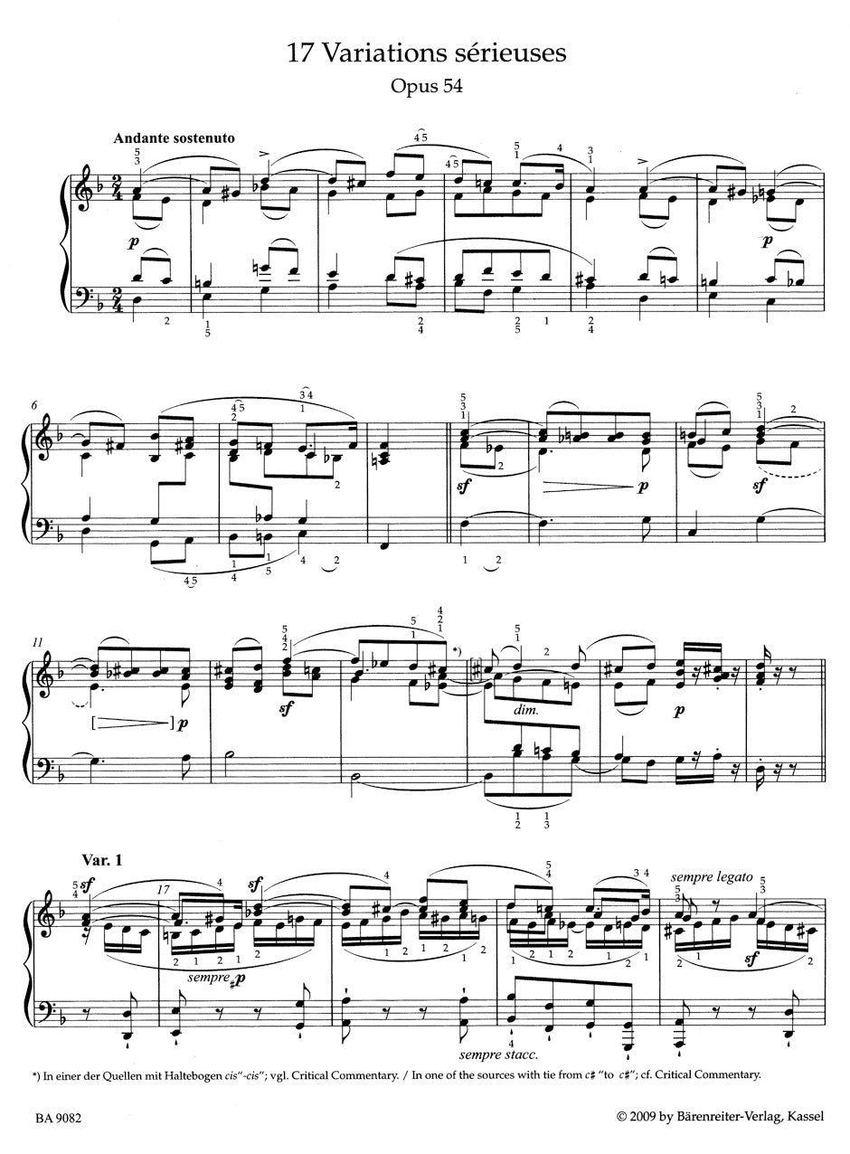 ピアノ／メンデルスゾーン：ピアノのための変奏曲