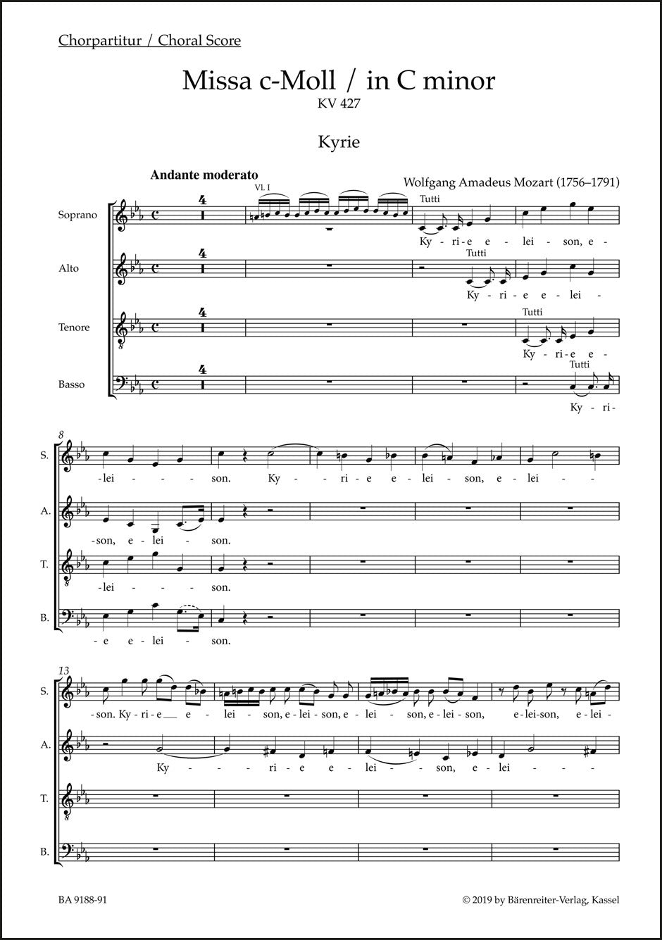 合唱／モーツァルト：ミサ曲 ハ短調 K. 427「大ミサ曲」（10冊セット）