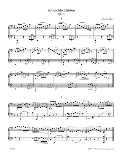アンサンブル二重奏／リー：チェロのための40の易しい練習曲 op. 70