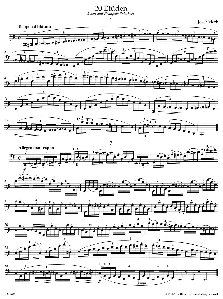 チェロ／メルク：20の練習曲 作品11