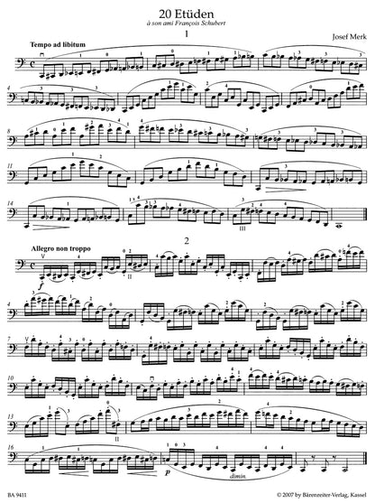 チェロ／メルク：20の練習曲 作品11