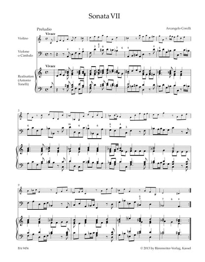 ヴァイオリン／コレッリ：ヴァイオリンと通奏低音のためのソナタ集 作品5, VII-XII