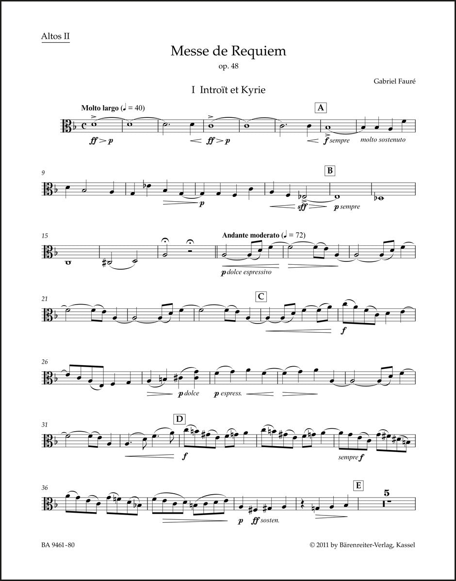 フォーレ：レクイエム op. 48 N 97b（ヴィオラパート譜）