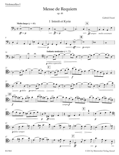フォーレ：レクイエム op. 48 N 97b（チェロパート譜）