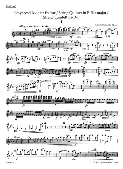 ドヴォルザーク：弦楽五重奏曲 変ホ長調 op. 97（ヴァイオリンパート譜）