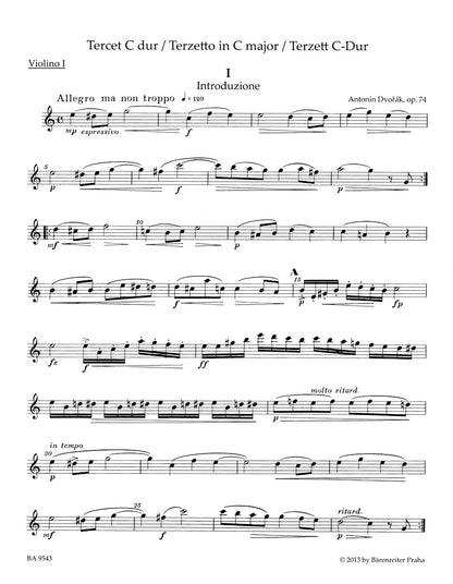 ドヴォルザーク：2つのヴァイオリンとヴィオラのための三重奏曲 ハ長調 op. 74（ヴァイオリンパート譜）