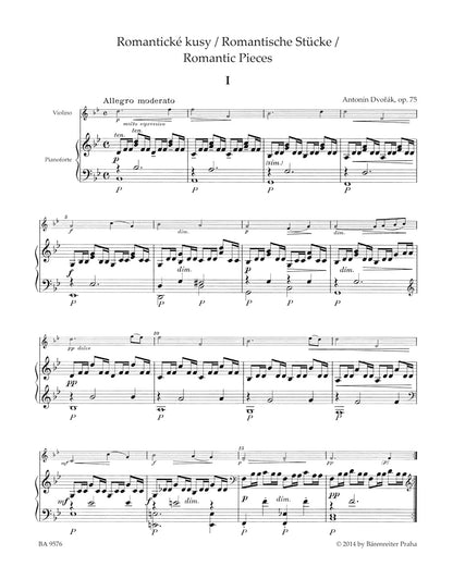 ヴァイオリン／ドヴォルザーク：ロマンティックな小品集 op. 75（ヴァイオリンとピアノのための）