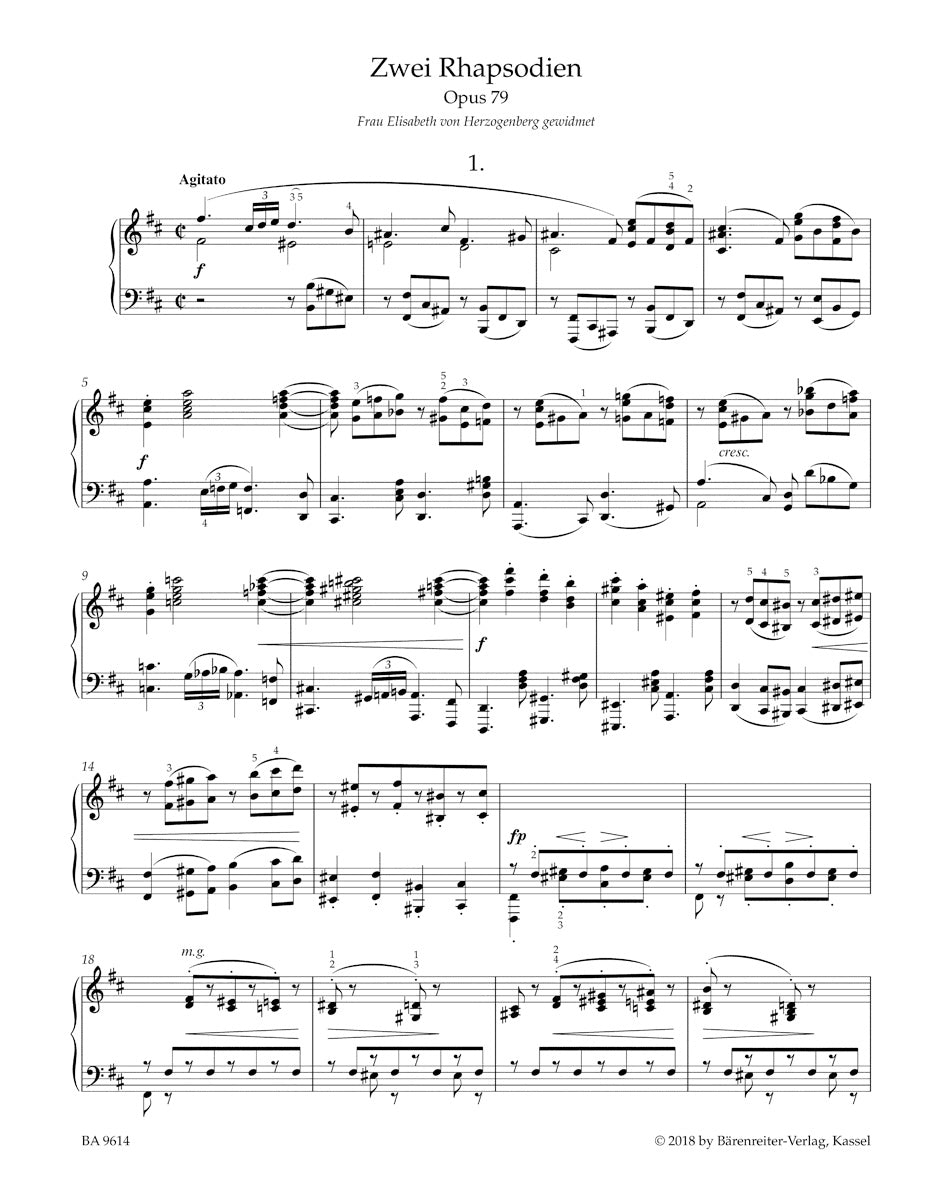 ピアノ／ブラームス：2つのラプソディ op. 79