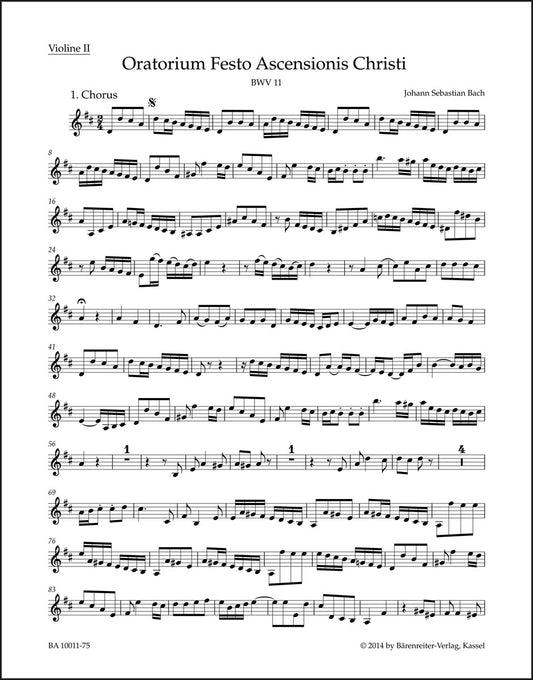 バッハ：昇天オラトリオ BWV 11（ヴァイオリンパート譜）