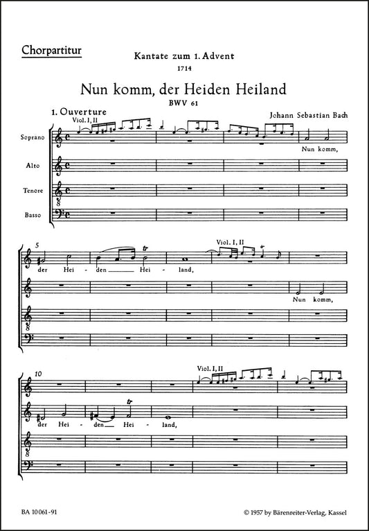 合唱／バッハ：来たれ、異教徒の救い主よ BWV 61（10冊セット）