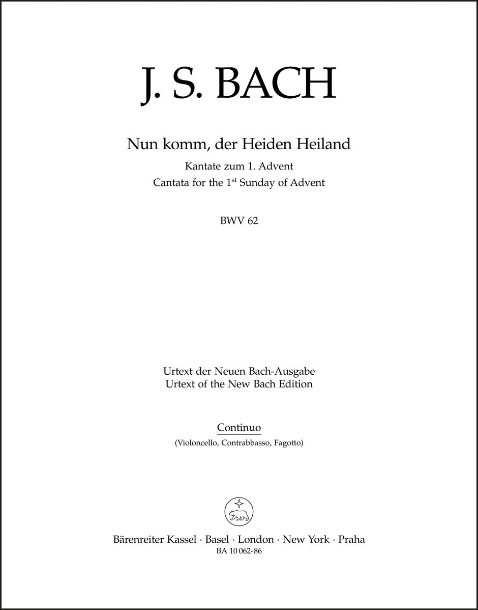 バッハ：カンタータ「来たれ、異教徒の救い主よ」BWV 62（チェロパート譜）