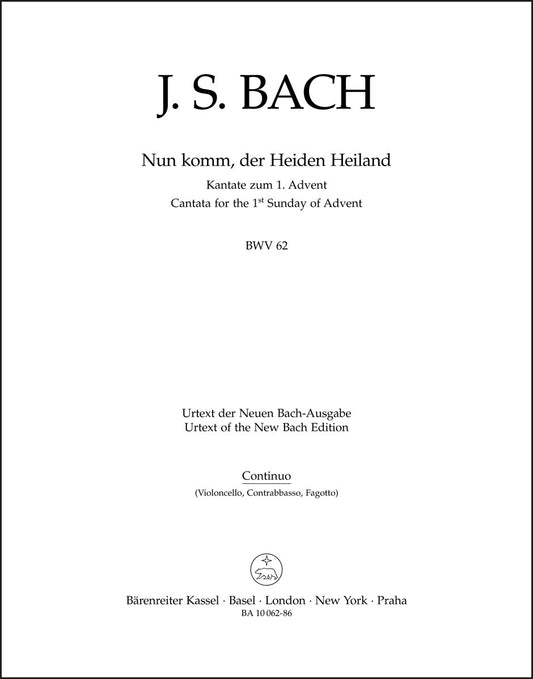 バッハ：カンタータ「来たれ、異教徒の救い主よ」BWV 62（チェロパート譜）