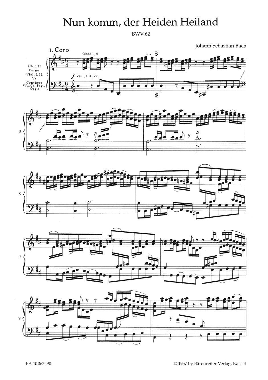合唱／バッハ：カンタータ「来たれ、異教徒の救い主よ」BWV 62