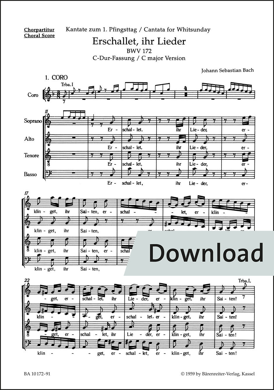 合唱／バッハ：カンタータ「響け、歌声よ」BWV 172（10冊セット）【デジタル版】