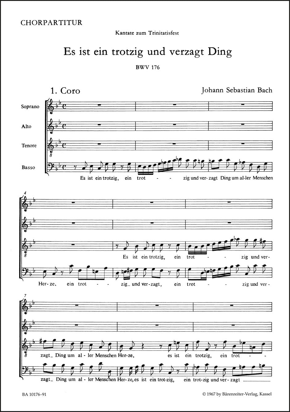 合唱／バッハ：カンタータ「心は反抗的で絶望的なもの」BWV 176（10冊セット）