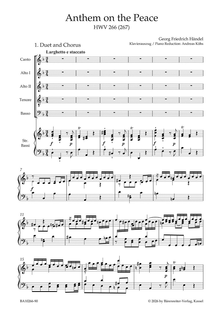声楽／ヘンデル：平和のためのアンセム HWV 266（267）