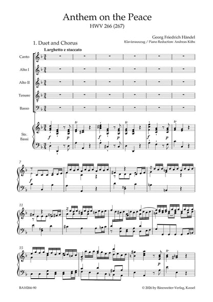声楽／ヘンデル：平和のためのアンセム HWV 266（267）