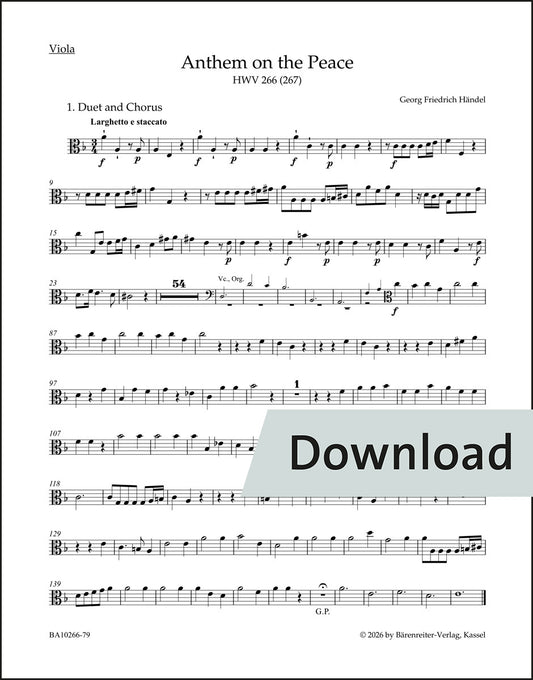 ヘンデル：平和のアンセム HWV 266 (267)（ヴィオラパート譜）（2冊セット）【デジタル版】