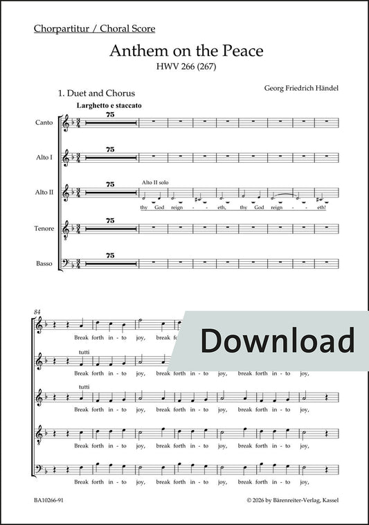 合唱／ヘンデル：平和のアンセム HWV 266（267）（10冊セット）【デジタル版】