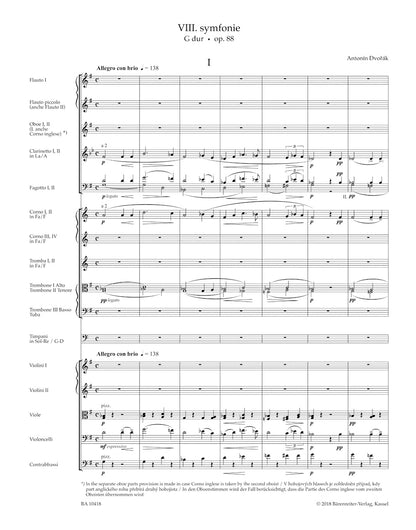 スコア／ドヴォルザーク：交響曲第8番 ト長調 作品88