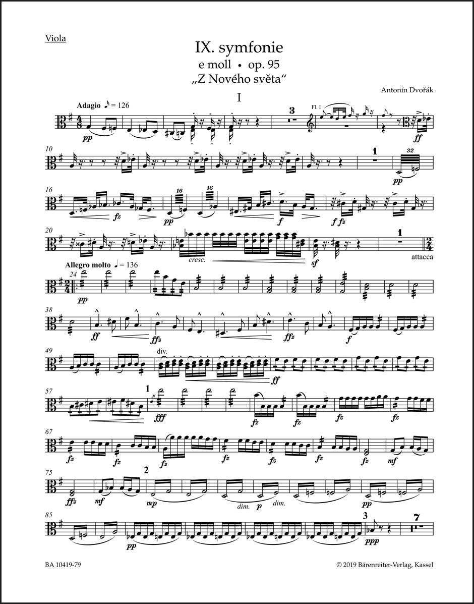 ドヴォルザーク：交響曲第9番ホ短調 作品95「新世界より」（ヴィオラパート譜）（ヴィオラパート譜）（3冊セット）