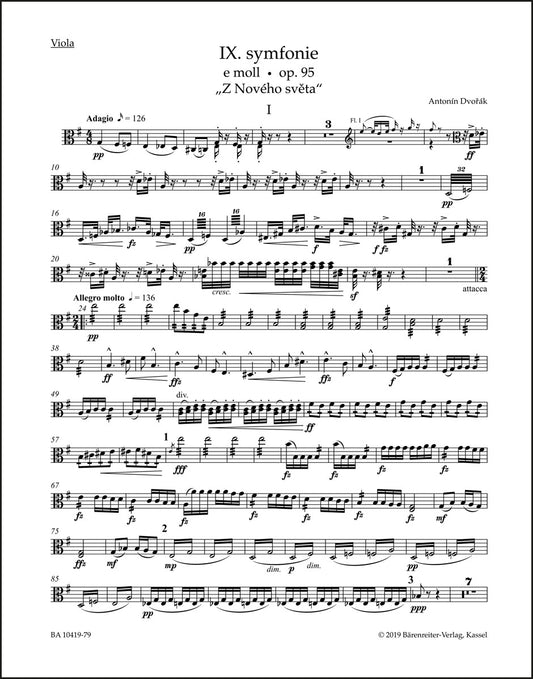 ドヴォルザーク：交響曲第9番ホ短調 作品95「新世界より」（ヴィオラパート譜）（ヴィオラパート譜）（3冊セット）