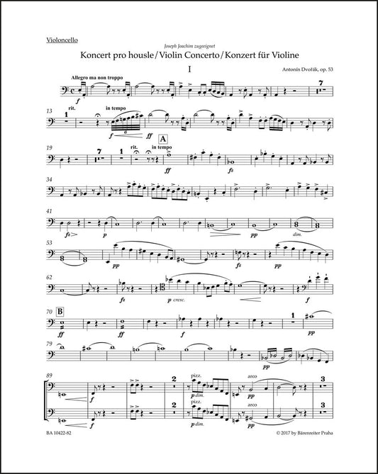 ドヴォルザーク：ヴァイオリン協奏曲 イ短調 作品53（チェロパート譜）（2冊セット）