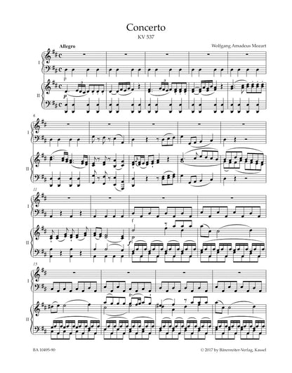 連弾／2台ピアノ／モーツァルト：ピアノ協奏曲 第26番 ニ長調 KV 537 「戴冠式」
