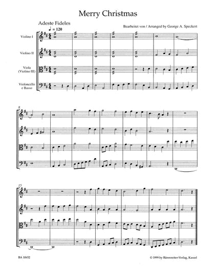 アンサンブル四重奏／スペッカート編曲：弦楽のためのメリー・クリスマス