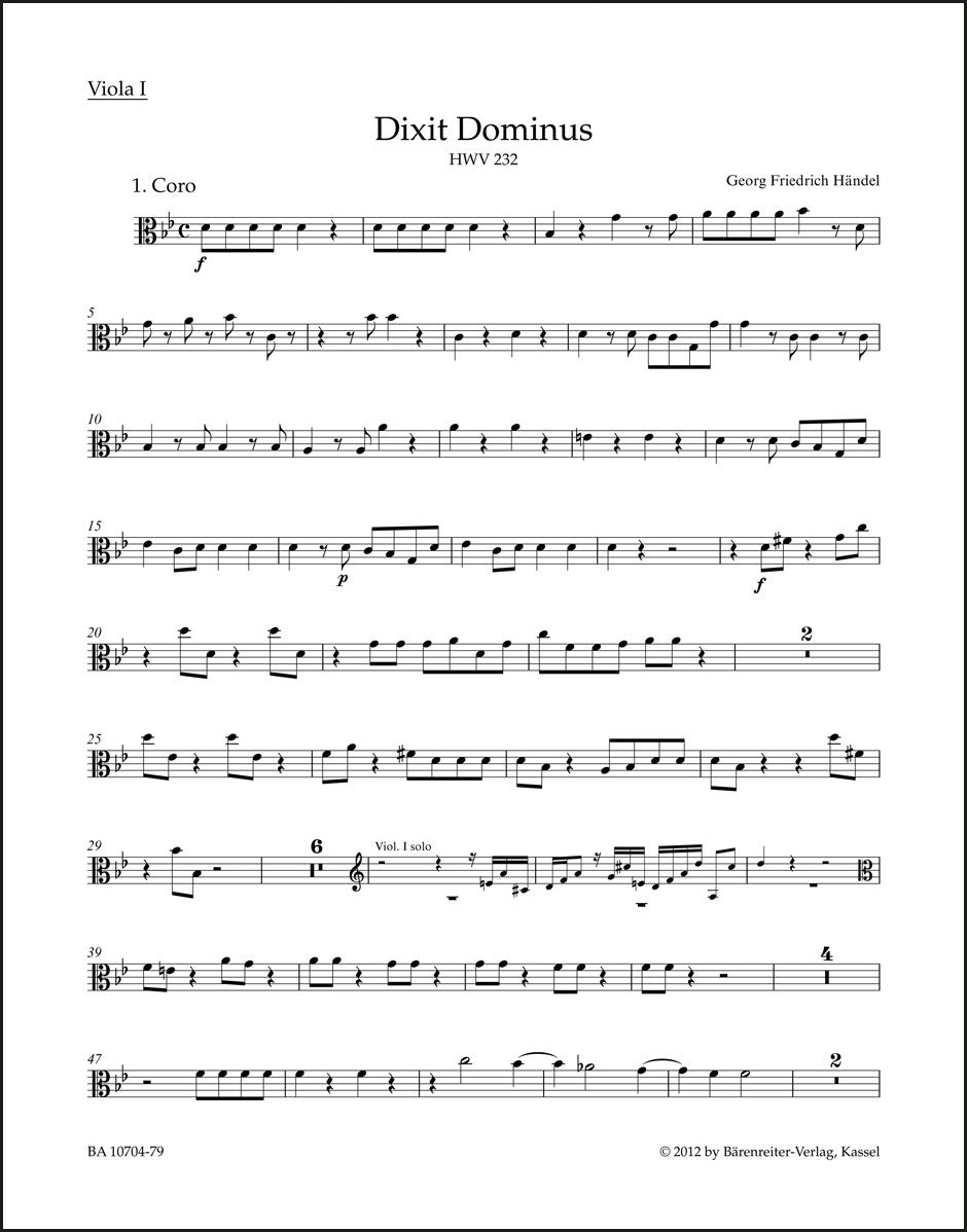 ヘンデル：主は言われた HWV 232（ヴィオラパート譜）