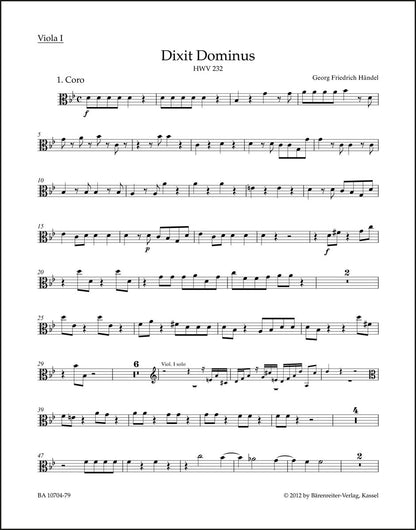 ヘンデル：主は言われた HWV 232（ヴィオラパート譜）